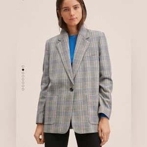 Mango Check Wool Blazer